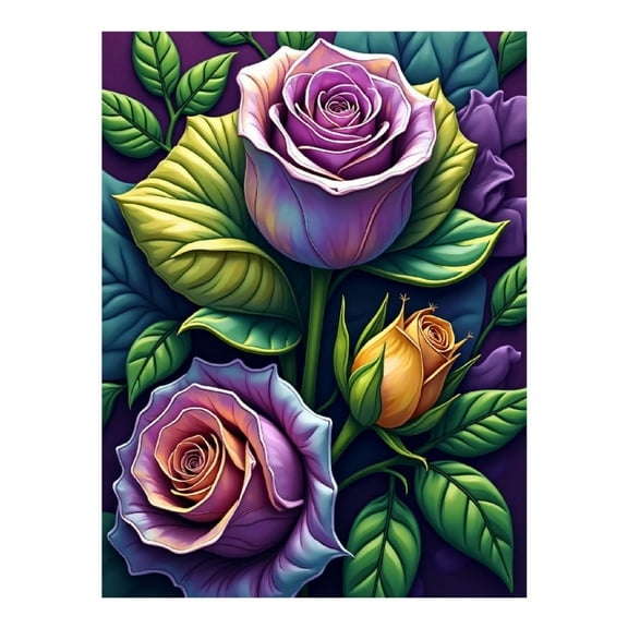 Diamond Art Kit for Adults, Rose Purple Print No.922 Diamond Painting for Adults Beginners, 5D DIY Diamond Art Painting Kits, Colorful Diamond Painting Craft for Home Decor 12x16