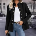 thumbnail image 2 of Sevevn Womens Jacket Stand up Collar Double Breasted Buckle Blazers with Pockets Business Casual Outfit Black L, 2 of 8