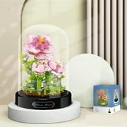 HI-REEKE Flower Micro Mini Building Block Set Hibiscus Bouquet Building Plastic Toy for Adult Pink