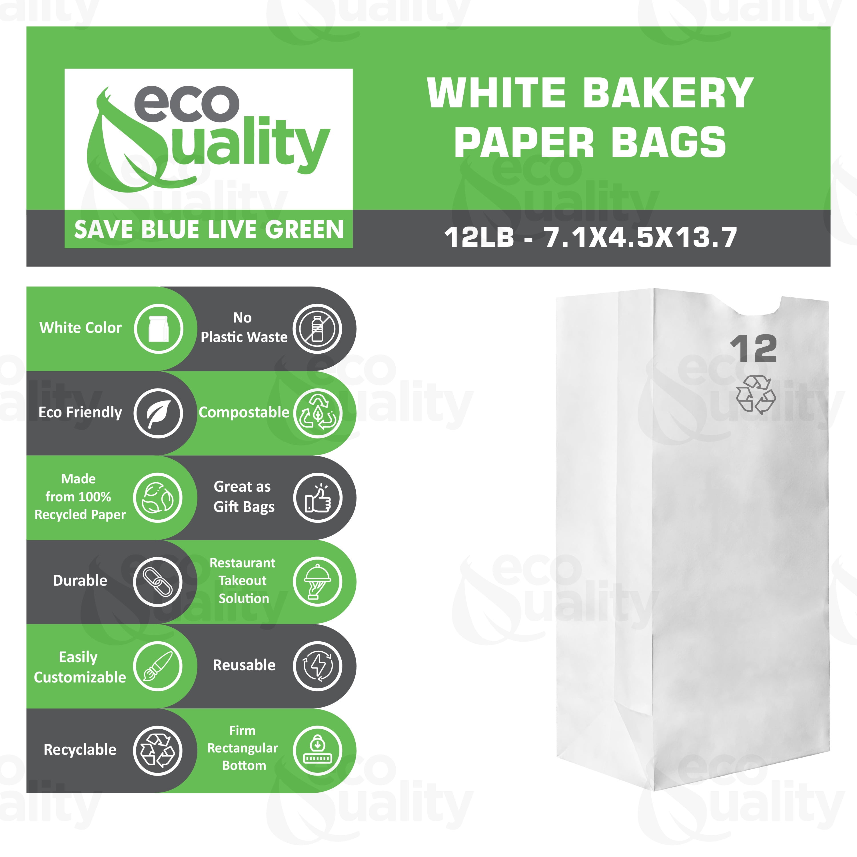 Paper Bag, 12 Lb., White, Paper, (1000/Case), Karat FP-SOS12W