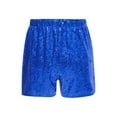 thumbnail image 2 of Mufeng Kids Girls Sequin Shorts Sparkly Hip Hop Jazz Dance Shorts Glitter High Waist Rave A Line Blue 14, 2 of 7