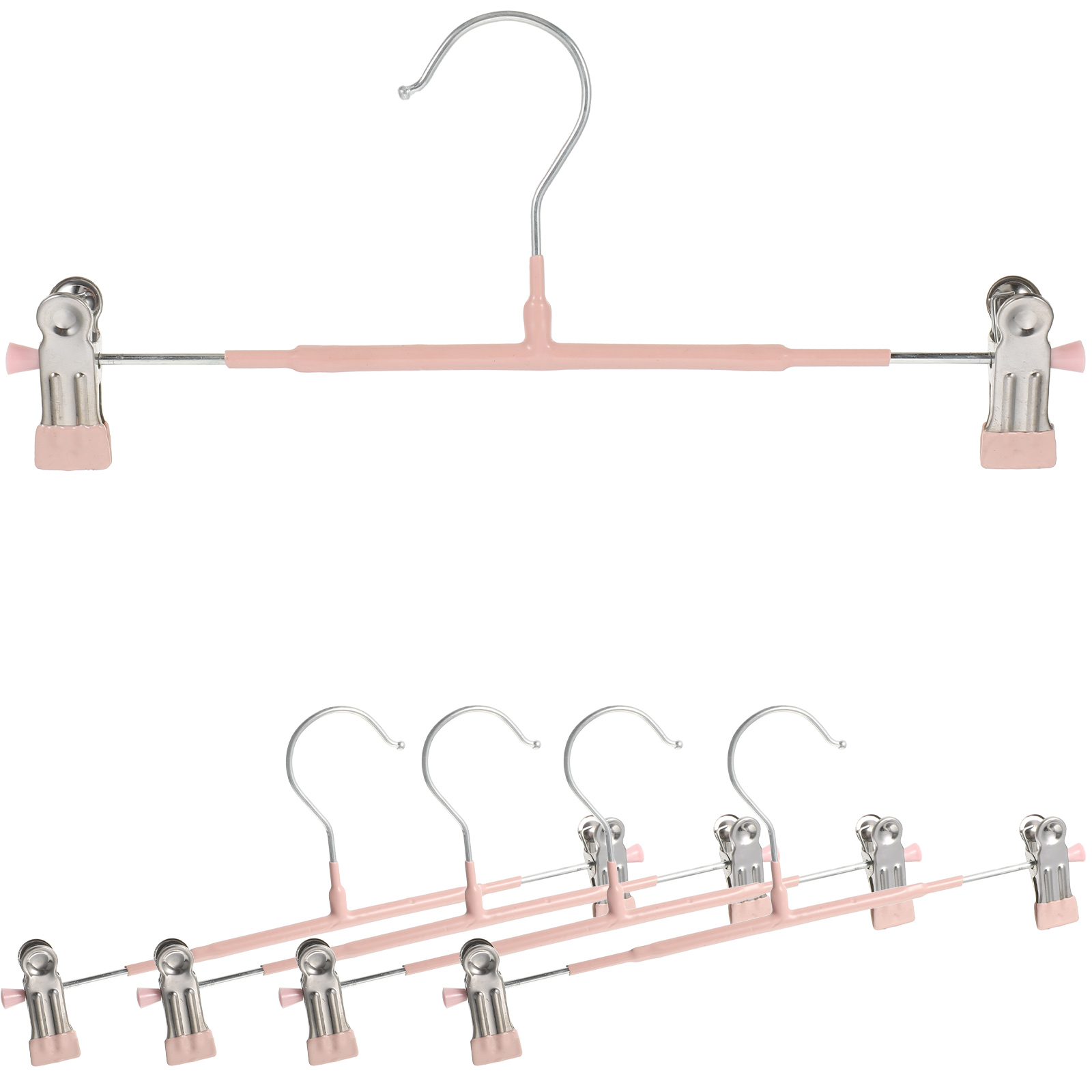 Double Clip Skirt Pants Hanger 10 Pcs Anti-skid Coat Hangers Jeans for Pvc Baby Pink