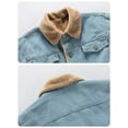 thumbnail image 3 of Men's Warm Sherpa Lined Denim Jacket Button Pockets Classic Trucker Outerwear Blue 3XL, 3 of 8