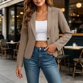 thumbnail image 2 of yeiolnoer Suit Jacket for Women Elegant Button Front Blazers Solid Color Long Sleeve Shirts for Business Office(Beige,Medium), 2 of 7