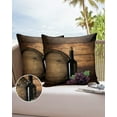 thumbnail image 6 of Pack of 2 Outdoor Pillow Covers, Wine Bottle and Fruit Grape with Wooden Barrel Waterproof Square Throw Pillowcase Cushion Decorative Pillow Covers for Couch Patio Tent, 16x16 in, 6 of 6