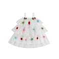 thumbnail image 2 of Jaweiwi Toddler Kids Little Girl Christmas Dress 1-9 Years Star Print Square Neck Sleeveless Layered Tulle Dresses with Plush Ball Christmas Hat, 2 of 9