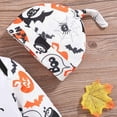 thumbnail image 6 of Krdevn Baby Halloween Bat & Pumpkin Print Romper with Hat - Soft Casual Pullover Jumpsuit,Size:3-6 Months, 6 of 9