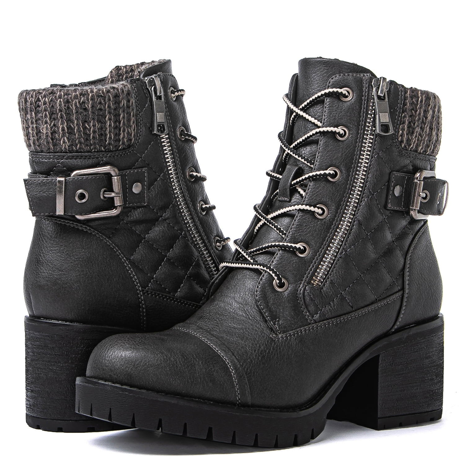 Globalwin Women's Combat Boots Lace Up Boots For Women 9.5M