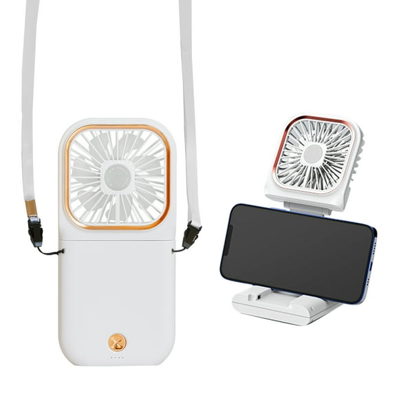 3 in 1 Personal Fan & Power Bank & Cell Phone Stand Portable Personal Desk Fan Neck Fan 3 Speeds Foldable Hand Free Personal Fan for Office Home Outdoor Travel