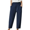 JWZUY Womens Cotton Linen Pants Casual Lightweight Capris Summer
