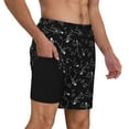 thumbnail image 3 of Picia Cute Skull pattern Mens Swim Trunks with Compression Liner Stretch Beach Shorts Quick Dry with Zipper Pockets No-Chafing Board Shorts-3X-Large, 3 of 9