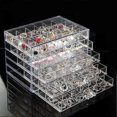 thumbnail image 1 of Earring Storage Box Organizer, Acrylic Jewelry Storage Box Holder 5 Drawers Transparent Jewelry Display Stand with 120 Small (Clear), 1 of 5