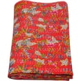 thumbnail image 5 of Handblock Multi Vintage BirdParadisePrint Handmade Cotton Kantha Quilting Throw Blanket Hippie Queen/King Size Bohemian Block Kantha Quilt, 5 of 5