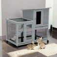 thumbnail image 2 of Pefilos 39" Waterproof Chicken Coop for Outdoor, Indoor Rabbit Hutch, Wood Hen House with Rolling Casters, Removable Tray, Gray, 2 of 10