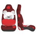 thumbnail image 3 of Easy to Install Car Universal Seat Cover, Red Love Bear Four Seasons Universal Front Seat Cover, 2-Piece, 3 of 8