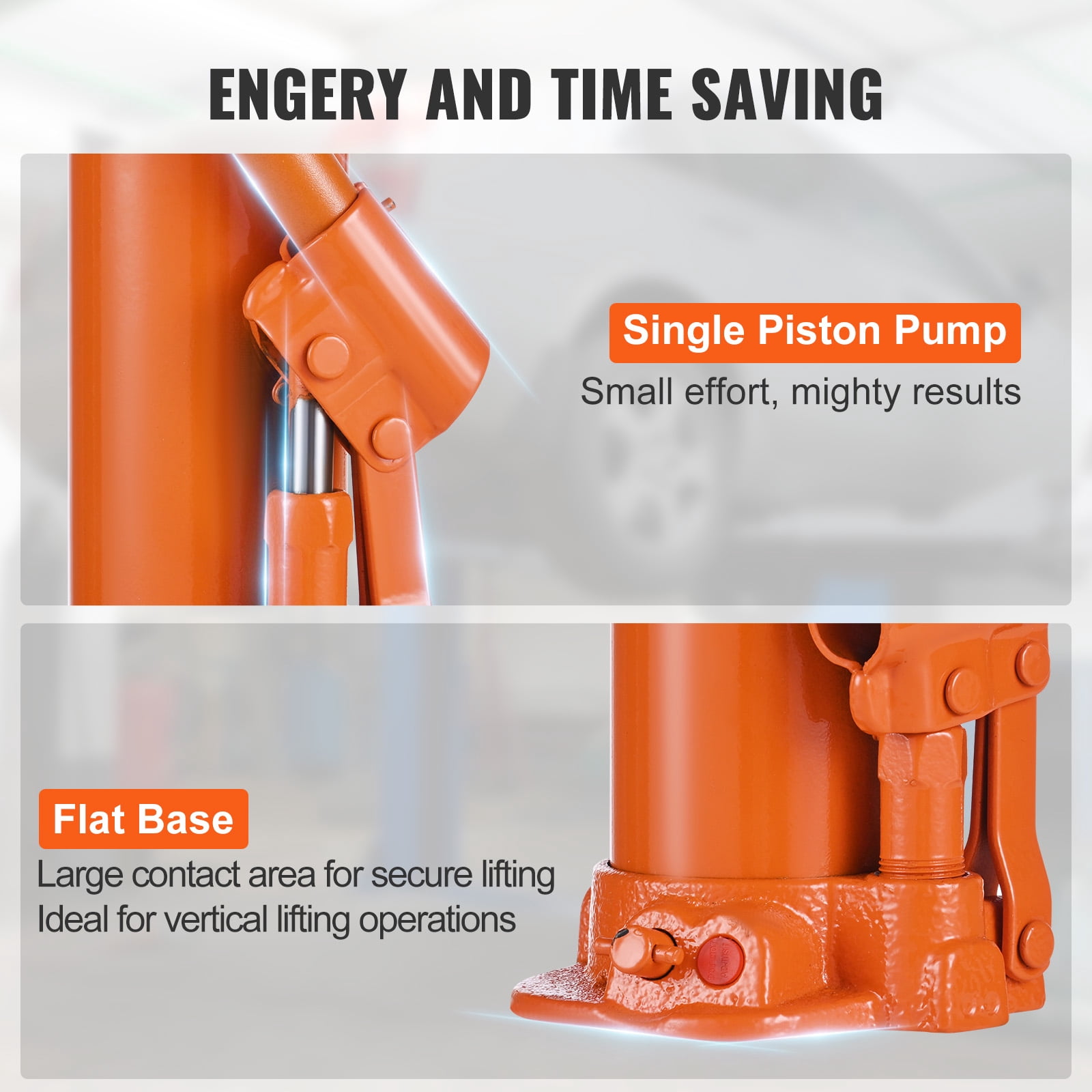 KFFKFF Hydraulic Long Ram Jack, 4 Ton Capacity, Single Piston Pump, Flat Base Design, Ideal for Engine Hoists, Garage and Shop Cranes, Farm Machinery and Mechanical Maintenance