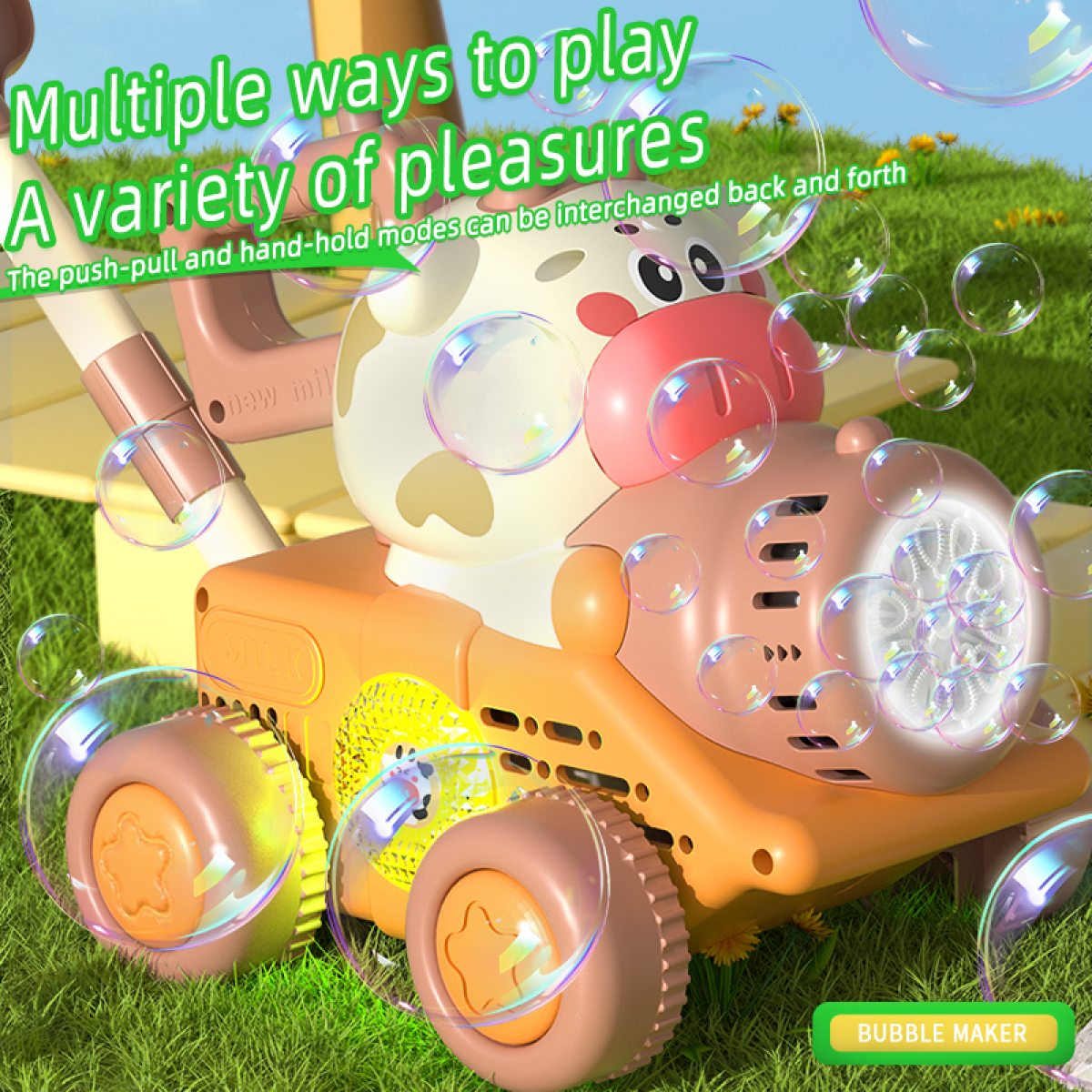 Automatic Bubble Lawn Mower Toys for Kids, Electric Bubbles Machine with Lights, Bubble Maker Blowers for Christmas Birthday Gifts