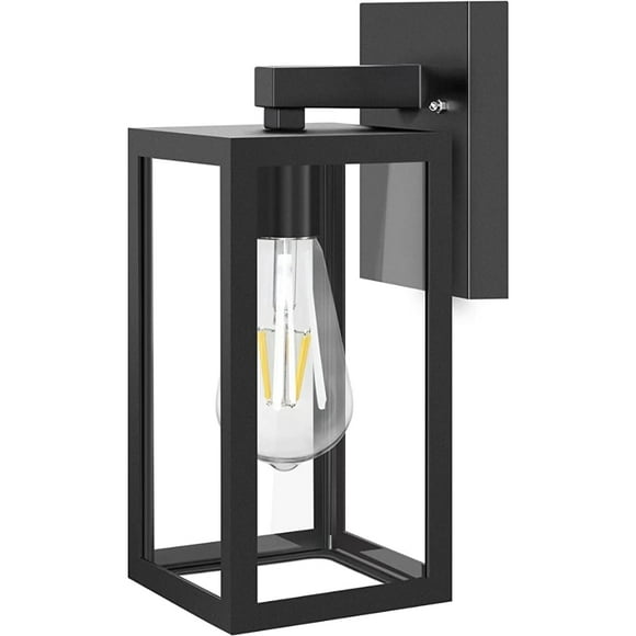 YOPTOP Outdoor Wall Light, Exterior Waterproof Wall Sconce Light Fixture, Black Porch Light with Clear Glass Shade, Anti-Rust E26 Socket Wall Mount Lighting for Entryway Doorway Garage, 2 Pack