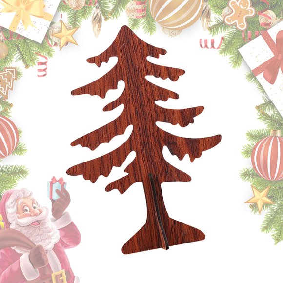 CTIRCHIU Tabletop Trees For Decorating 1Set Mini Christmas Tree Light Brown Wood DIY Assemblable Decor