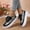White, variant on YOUYEDIAN Platform Shoes for Women Fashion Deco Comfy Casual Round Toe Flats Versatile Lace-up Walking Shoes