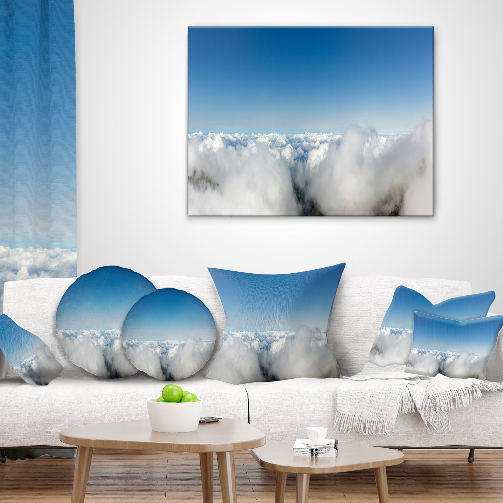 Designart 12" x 20" Blue Polyester Throw Pillow