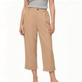thumbnail image 2 of Plus Size Women's Lightweight Cotton Capri Pants with Pockets, Elastic Waist Straight Leg Casual Pants, Capris for Women Summer, Lounge Beach Travel Trousers with Pocket | UKHCCC,Khaki 2XL, 2 of 8
