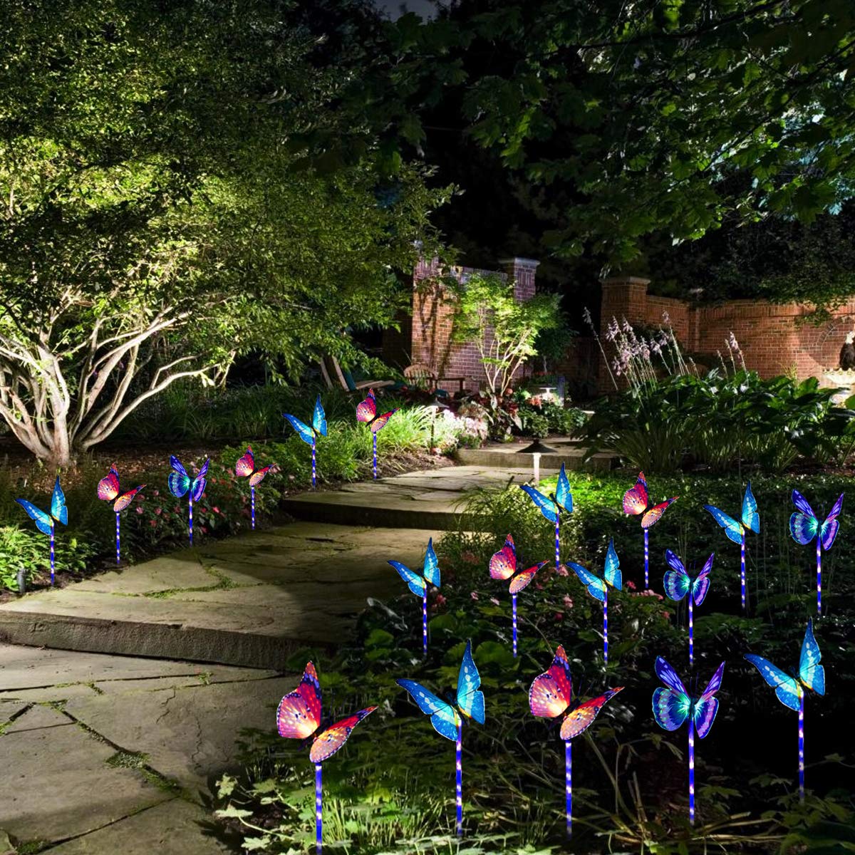 Garden Solar Lights Outdoor, Pack Solar Stake Lights Multi-Color Changing  LED Butterfly, Fiber Optic Butterfly Decorative Lights with a Purple LED Light  Stake (Outdoor Solar Garden Stake Lights)