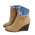 thumbnail image 3 of IUJSOY Womens Wedge Boots Suede Zipper Heeled Short Fall Boots Round Toe Casual Pumps Shoes, 3 of 8