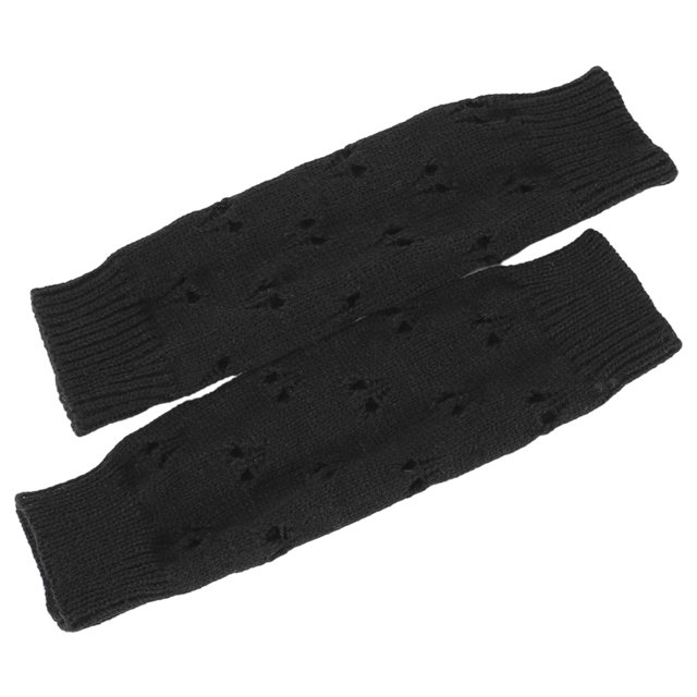 Mujeres Invierno Guantes Crochet largo con orificios para los de Muñequera de brazos Térmico Cálido Corazón Diseño hueco Moda Negro Sunnimix guantes largos sin dedos