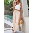 thumbnail image 5 of Women'S Pants Elastic Waist Light Weight Palazzo Pants for Women Casual Lounge Wide Leg Pants Woman Khaki L, 5 of 9