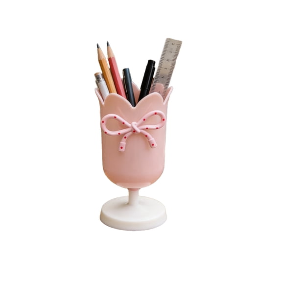 Pen Holder for Desk, Plastic Tulip Pen Holder Small Makeup Box Cute Stationery Organizer Pencil Stand Case Pencil Cups Desktop Decoration Pencil Holders Office and Supplies (Pink)