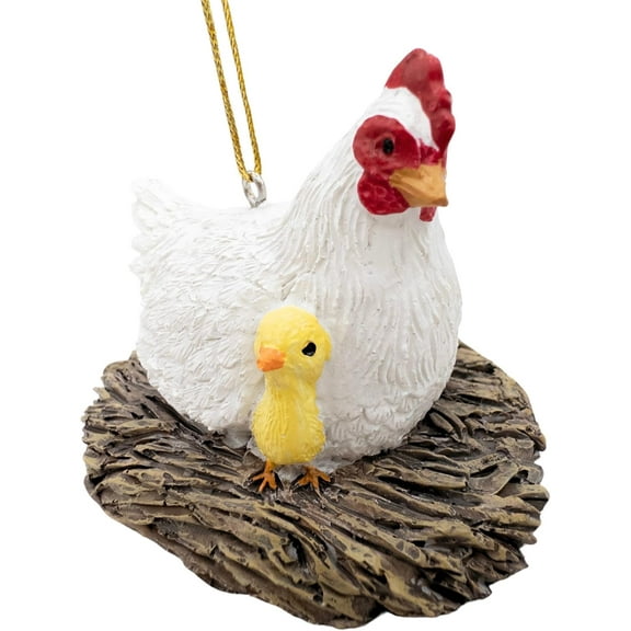 Mother Hen with Baby Chick Nesting Christmas Tree Ornament Farm Animals