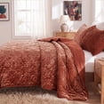 thumbnail image 2 of Regency Heights Velvet Quilt Set, 3-Piece Quilted Coverlet Bedding Set with Matching Shams, Soft All Season Bedspread, King, Burnt Orange, 2 of 9