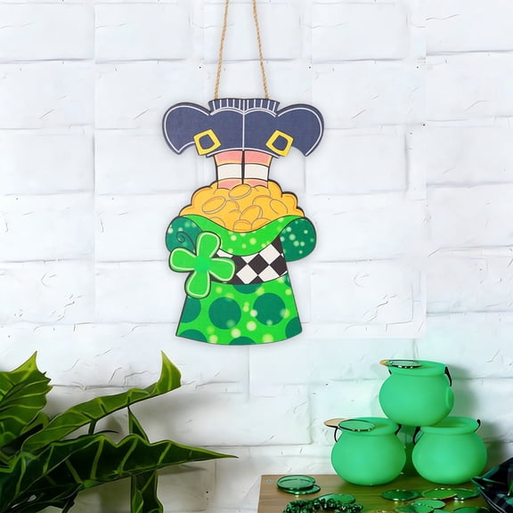 St. Patrick's Day Wooden Welcome Sign - Clover Door Hanger for Front Door and Wall, Irish Festival Indoor and Outdoor Decoration
