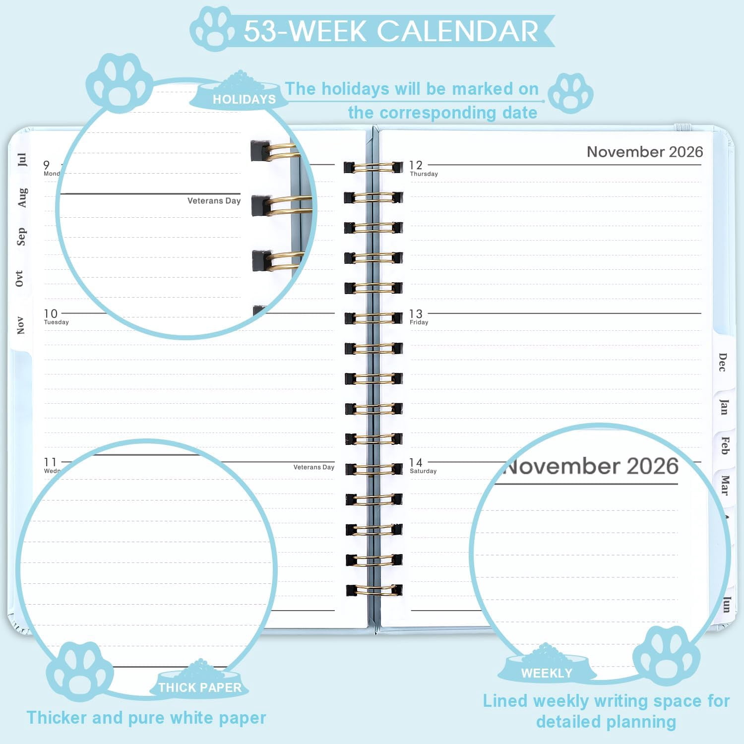 Planner 2026-2027 - Academic Planner 2026-2027, 26-27 Weekly & Monthly Planner with Tabs, Jul. 2026 - Jun. 2027, 6.5" x 8.5", Hardcover with Back Pocket + Thick Paper + Banded, Twin-Wire Binding - Cu