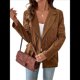 thumbnail image 2 of Chaqueta Blazer Informal de para Mujer, Elegante Chaqueta de Traje de un Solo Pecho con Solapa con Muescas, Blusas Café Marrón S, 2 of 10