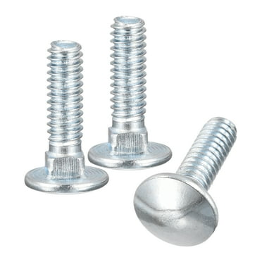 1/4-20x1" Carriage Bolt, 6pack Round Head Square Neck Screws, Carbon Steel Zinc Plated, Fully Threaded