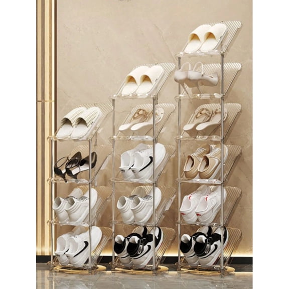 Clear Stackable Sneaker Shoe Rack , Luxurious Heels Upwards Vertical Shoe Rack ,4 Tiers Clear Sneaker Storage Holder,Organizer Tower Space Saving Free Standing Shelf For Entryway Closet Garage