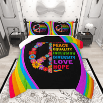 Manfei Kids Rainbow Full Size Comforter Sets 3-Piece, Flower Love Sign Bedding Comforter Set, Groovy Party Theme Bedding Sets, Breathable Home Decor