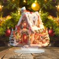 thumbnail image 5 of Lilixerw Christmas Village Snow House with LED,Xmas Tree Acrylic House Pattern for Holiday Accessories Ornament,Xmas Desktop Decor, 5 of 8