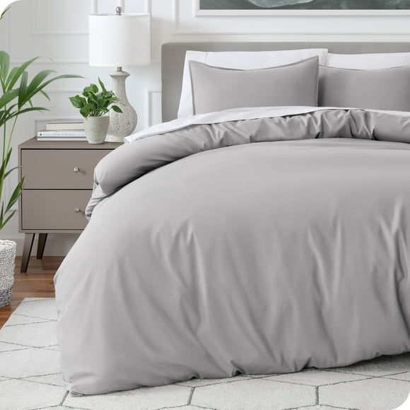 Bare Home Luxury Duvet Cover and Sham Set - Premium 1800 Collection - Ultra-Soft - Queen, Light Gray, 3-Pieces