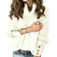 thumbnail image 2 of Women'S Oversized Chunky Pullover Sweaters Cowl Neck Long Sleeve Winter Slouchy Loose Knit Sweaters White 4XL, 2 of 8