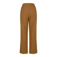 thumbnail image 6 of Charella Womens Linen Pants Lightweight Straight Leg Drawstring Trousers with Pockets Plus Size Pants S-5xl (3XL, Brown), 6 of 7