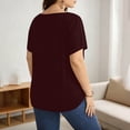 thumbnail image 2 of BXJX Womens Plus Size T-shirts, V Neck Loose Fit Casual Short Sleeve Summer Tops Wine Size XL, 2 of 5