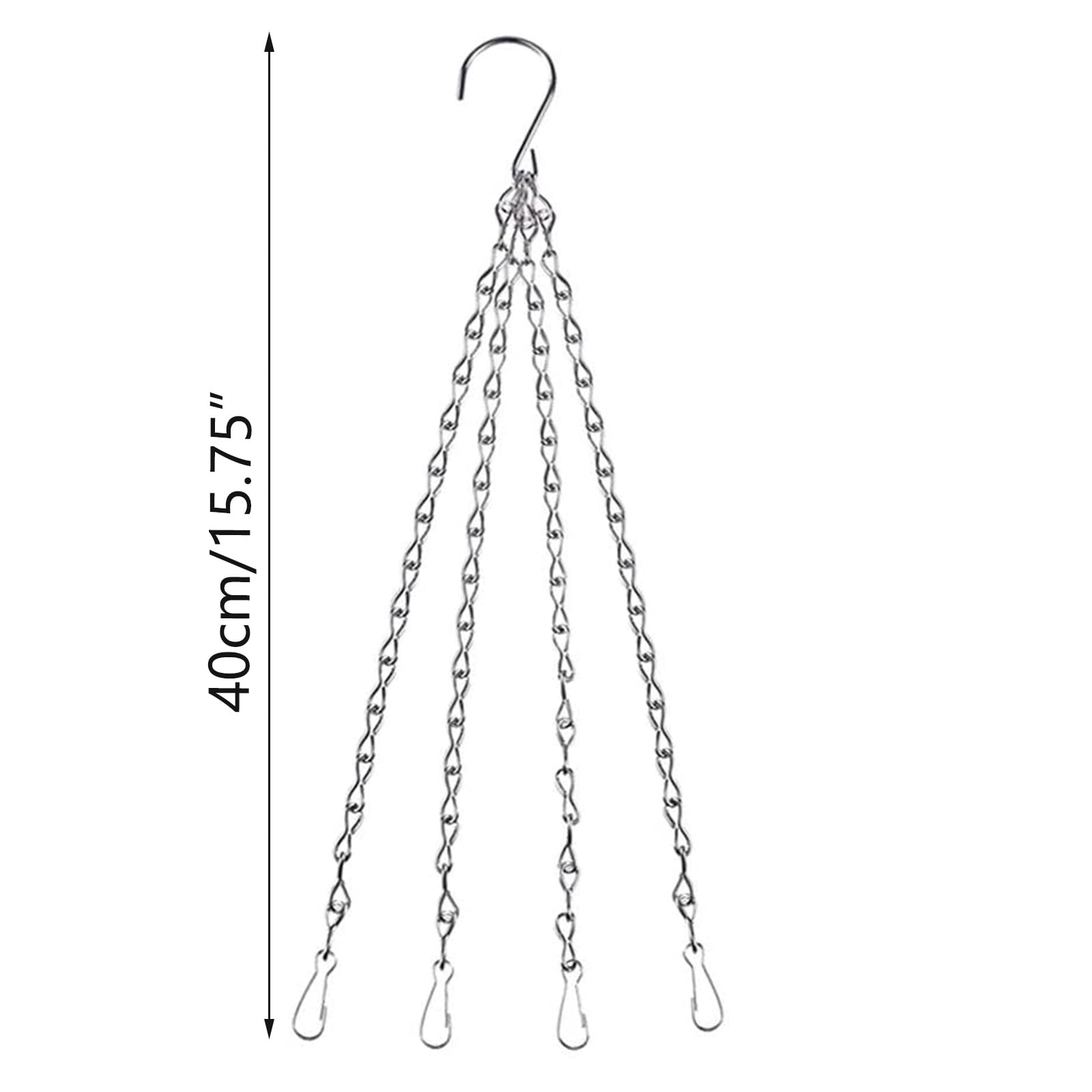 2 x Garden Hanging Basket Spare Metal Chains Easy Fit Replacement Silver Hanger 