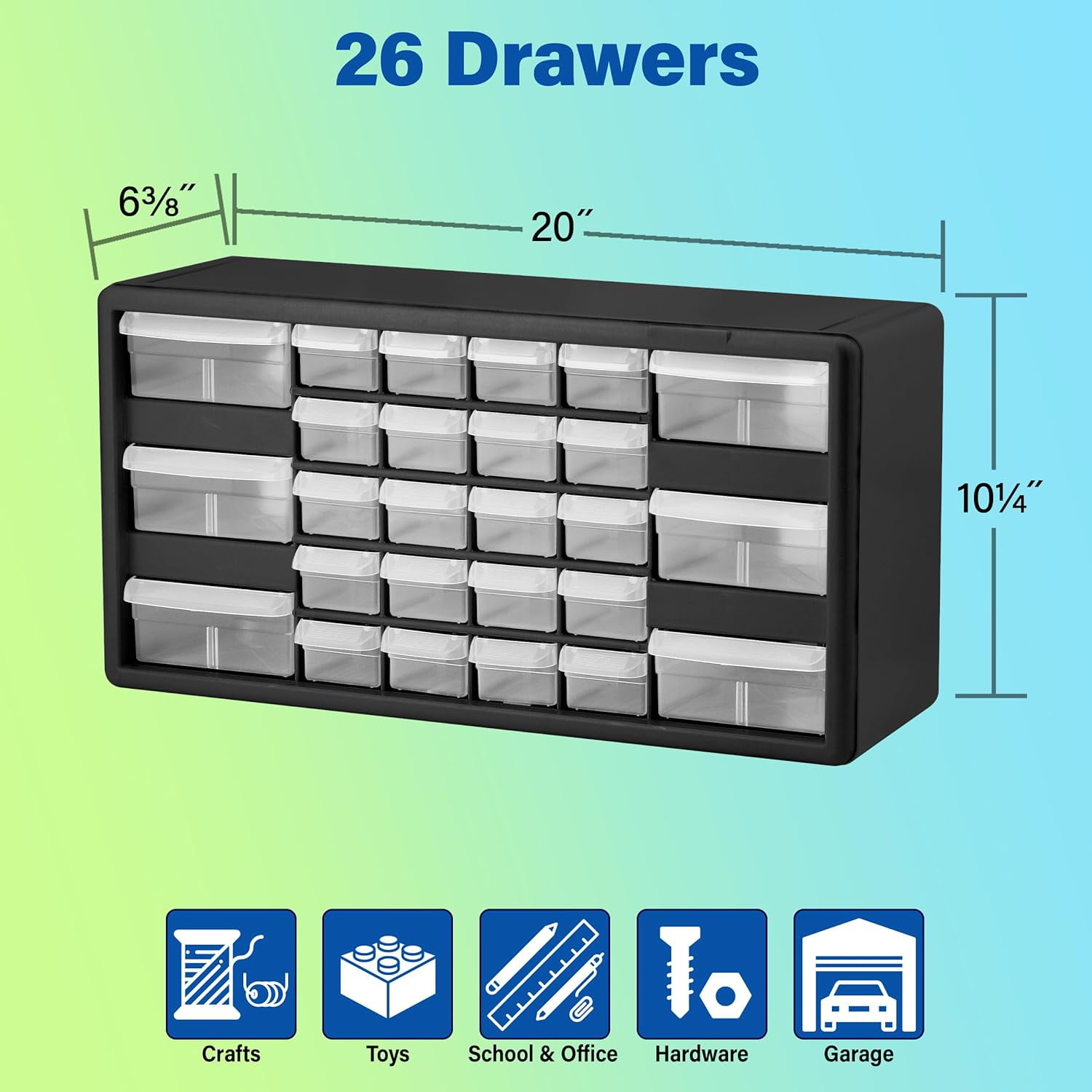 Akro-Mils 26 Drawer Plastic Cabinet Storage Organizer with Drawers for Hardware, Small Parts, Craft Supplies, Yellow