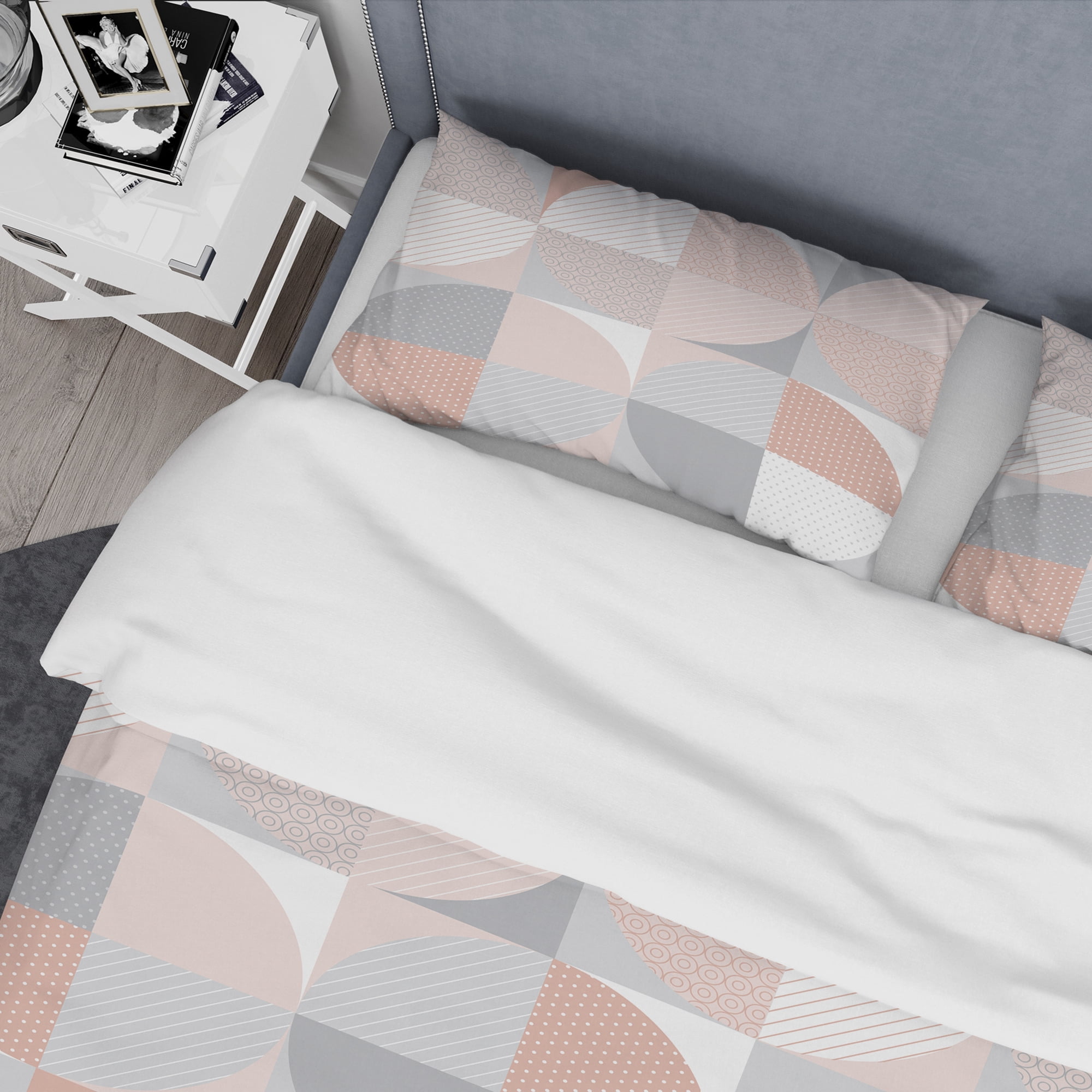 Designart 'Round geometric textured pattern' Mid-Century Modern Duvet Cover Set