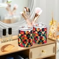 thumbnail image 3 of Yayeee 2 Pack Qtip Holder Dispenser for Bathroom with Lid Cotton Swab Canister, Retro Geometric, 3 of 6
