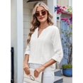 thumbnail image 2 of Womens V Neck Casual Hollow Out Eyelet Embroidered Blouses Shirts Beach Cover Up Tops Dressy White XL, 2 of 8