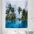 thumbnail image 1 of Tropical Tapestry, Infinity Pool with Palms Reflections and Crystal Water Tropic Resort Photo, Fabric Wall Hanging Decor for Bedroom Living Room Dorm, 5 Sizes, Blue Green White, by Ambesonne, 1 of 1